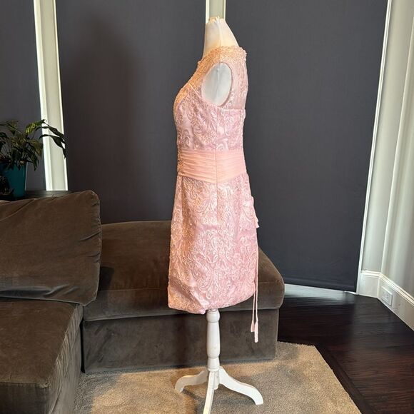 Women’s Pink Tea Length Mother of the Bride Groom Corset Back Dress Size 10 NWOT - Picture 8 of 15
